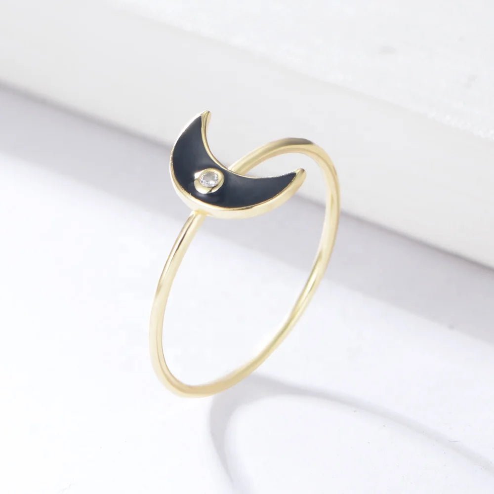 Peishang Women Moon Enamel Rings Cubic Zirconia 925 Sterling Silver Custom Gold Plated Jewelry Wholesale Bijoux Anillos – Image 5