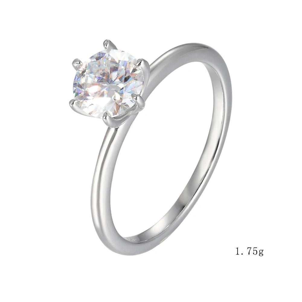 Peishang Wholesale Jewelry 925 Sterling Silver Rhodium Gold Plated Geometric Circle Round 1ct Moissanite Ring for Women Wedding - Obrázek 7