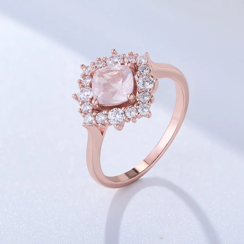 Fashion Powder Crystal Engagement Rings Rose Gold Plated S925 Silver Cubic Zirconia Natural Gemstone Ring Jewelry for Women Girl â Image 2