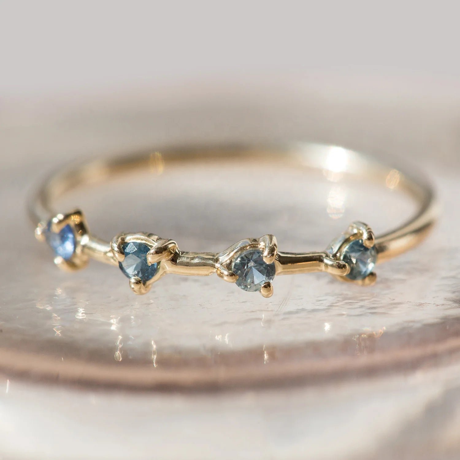 Peishang Factory Custom Topaz Zircon Four Step Ring 14k Gold Plated Jewelry Bulk Stacking 925 Silver Finger Ring for Women