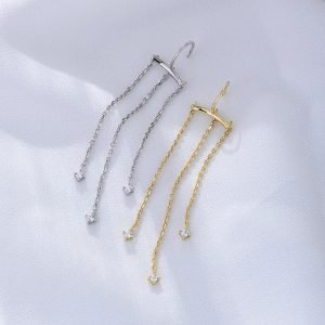 Customized Wholesale 2024 Fashion Dangle Jewelry 14k Gold Plated 925 Sterling Silver Long Statement Earrings for Women Girls