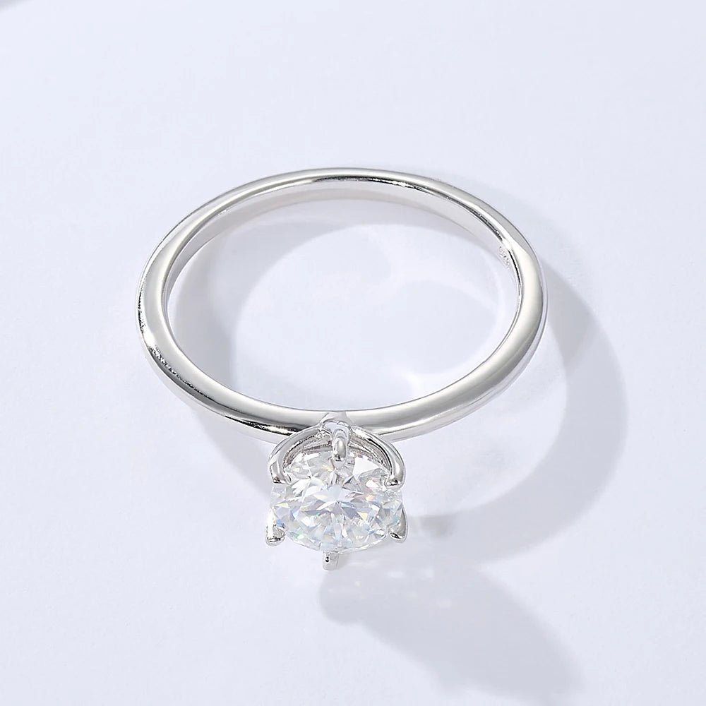 Peishang Wholesale Jewelry 925 Sterling Silver Rhodium Gold Plated Geometric Circle Round 1ct Moissanite Ring for Women Wedding - Obrázek 3