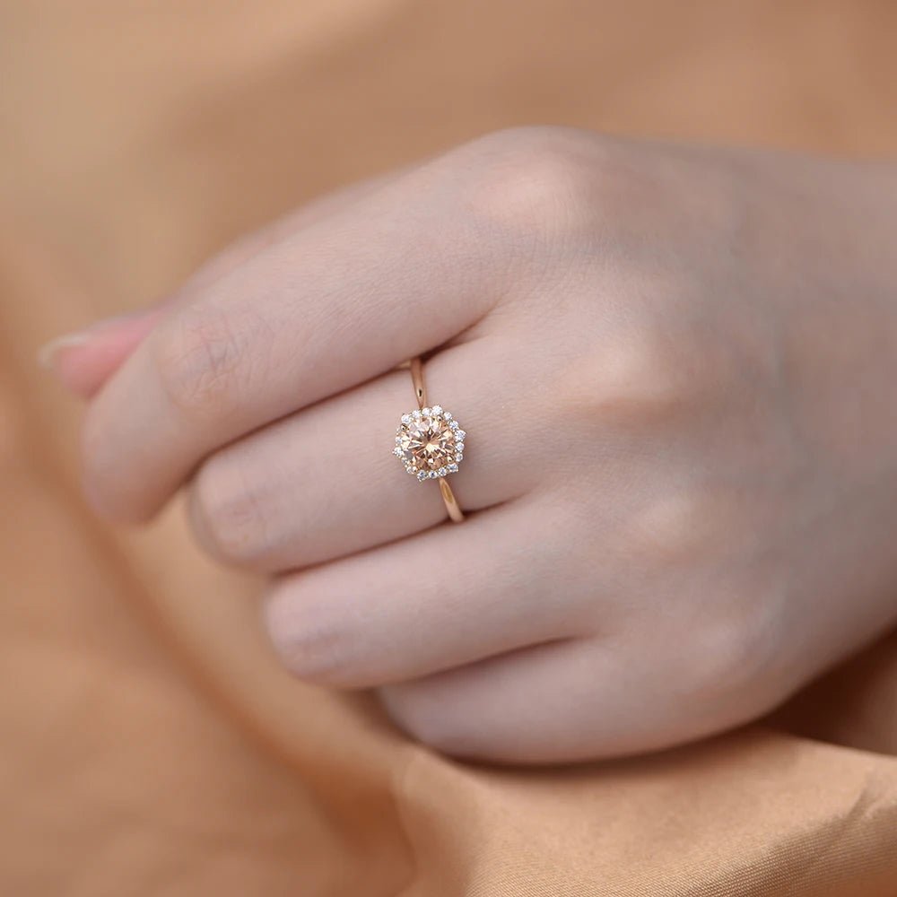 Simple Design High-End Silver Ring 925 Sterling Jewellery Champagne Zircon Engagement Wedding Rings Jewelry Women - Obrázek 3