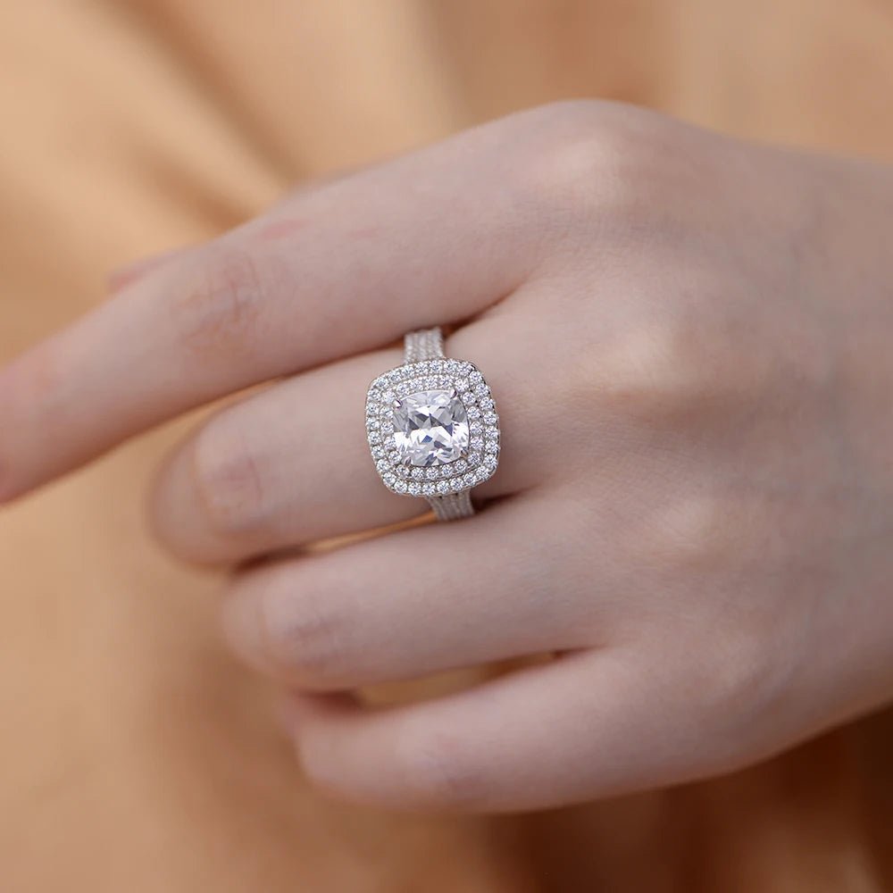 Wholesale Classic Luxury Silver Ring 925 Silver Jewellery Micro-Inlaid Zircon Full Diamond Wedding Rings Jewelry Women – Image 5