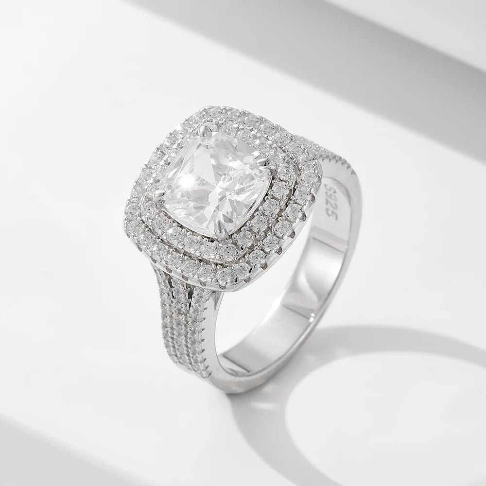 Wholesale Classic Luxury Silver Ring 925 Silver Jewellery Micro-Inlaid Zircon Full Diamond Wedding Rings Jewelry Women