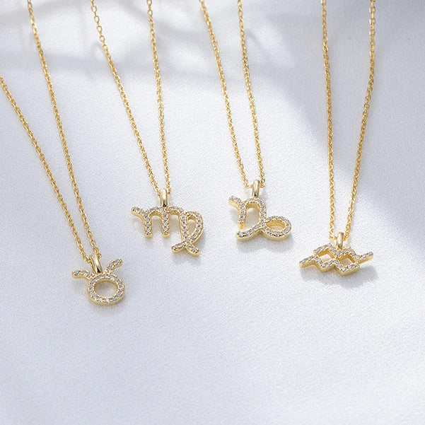 925 Sterling Silver Gold Plated Minimalist Sign Jewelry Plated 12 Horoscope Pendant Zodiac Necklaces for Women Girl - Image 3