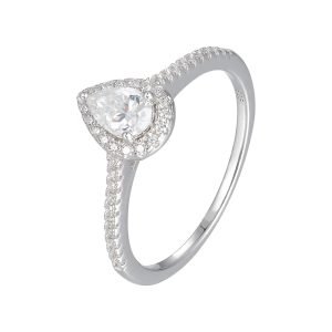 Peishang Wholesale Jewelry 925 Sterling Silver Rhodium Plated Geometric Drop Shape Teardrop Moissanite Ring for Women Wedding