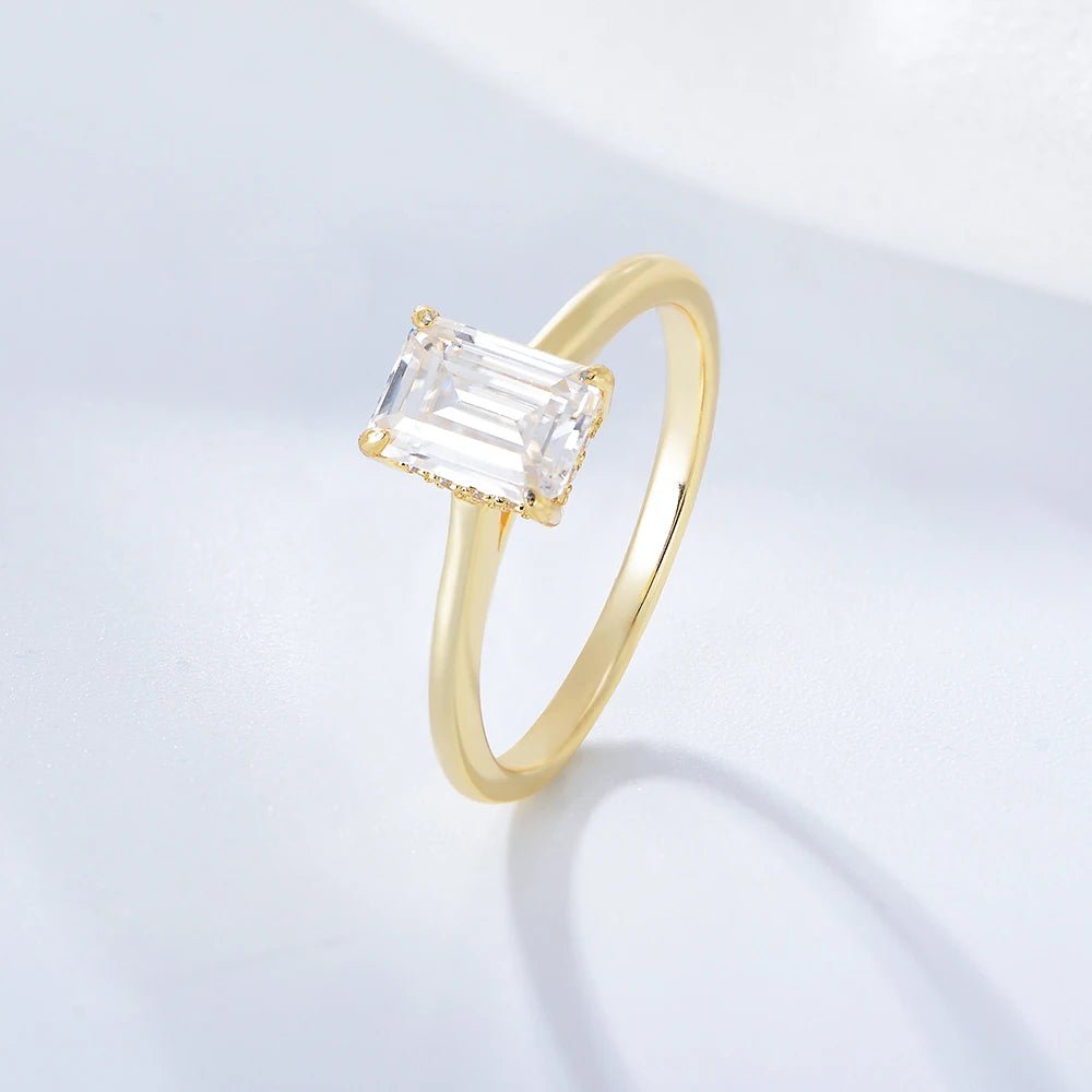 The New 2024 Rengas Wholesale 925 Sterling Silver 14K Gold Plated Jewelry Cz Big Baguette Cut Diamond Ring for Wedding – Image 2