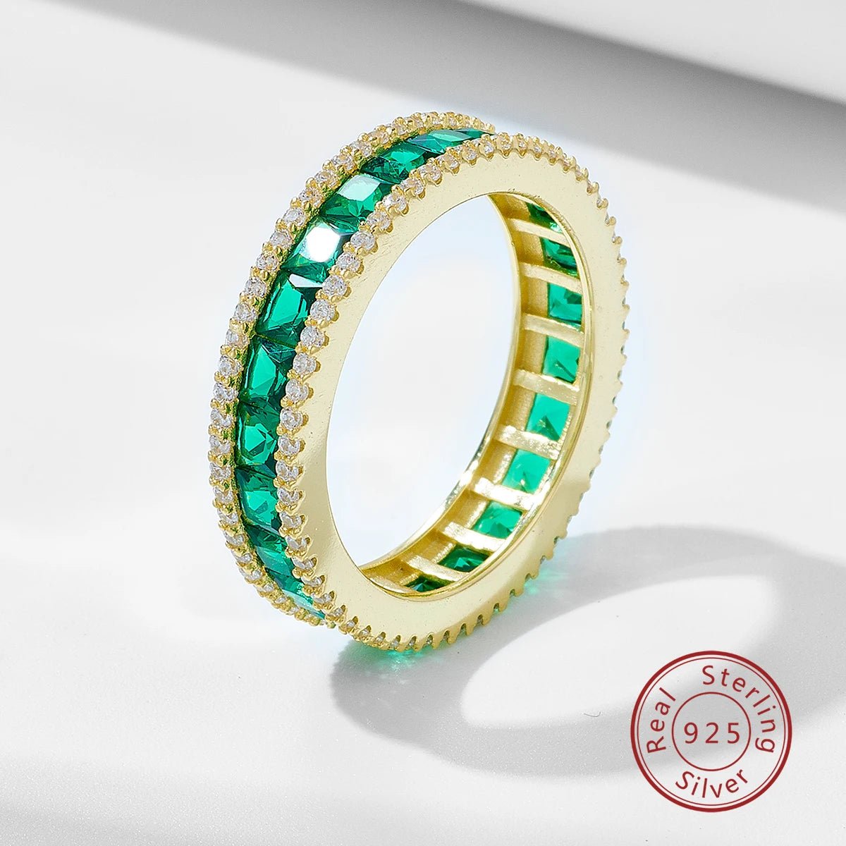 Wholesale Engagement Dainty Zircon Ring Jewelry S925 Sterling Silver Women Vintage Emerald Diamond Zirconia Ring – Image 2