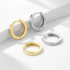 925 Sterling Silver 14K Gold Plated Series Minimalism Geometric Jewelry Simple Huggies Mini 5Mm 6Mm 7Mm 8Mm Hoop Earrings