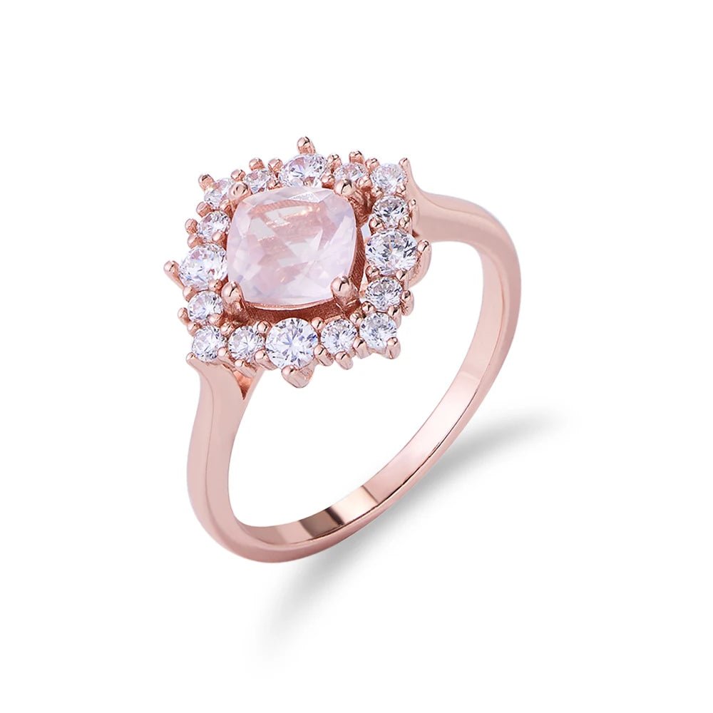 Fashion Powder Crystal Engagement Rings Rose Gold Plated S925 Silver Cubic Zirconia Natural Gemstone Ring Jewelry for Women Girl â Image 7