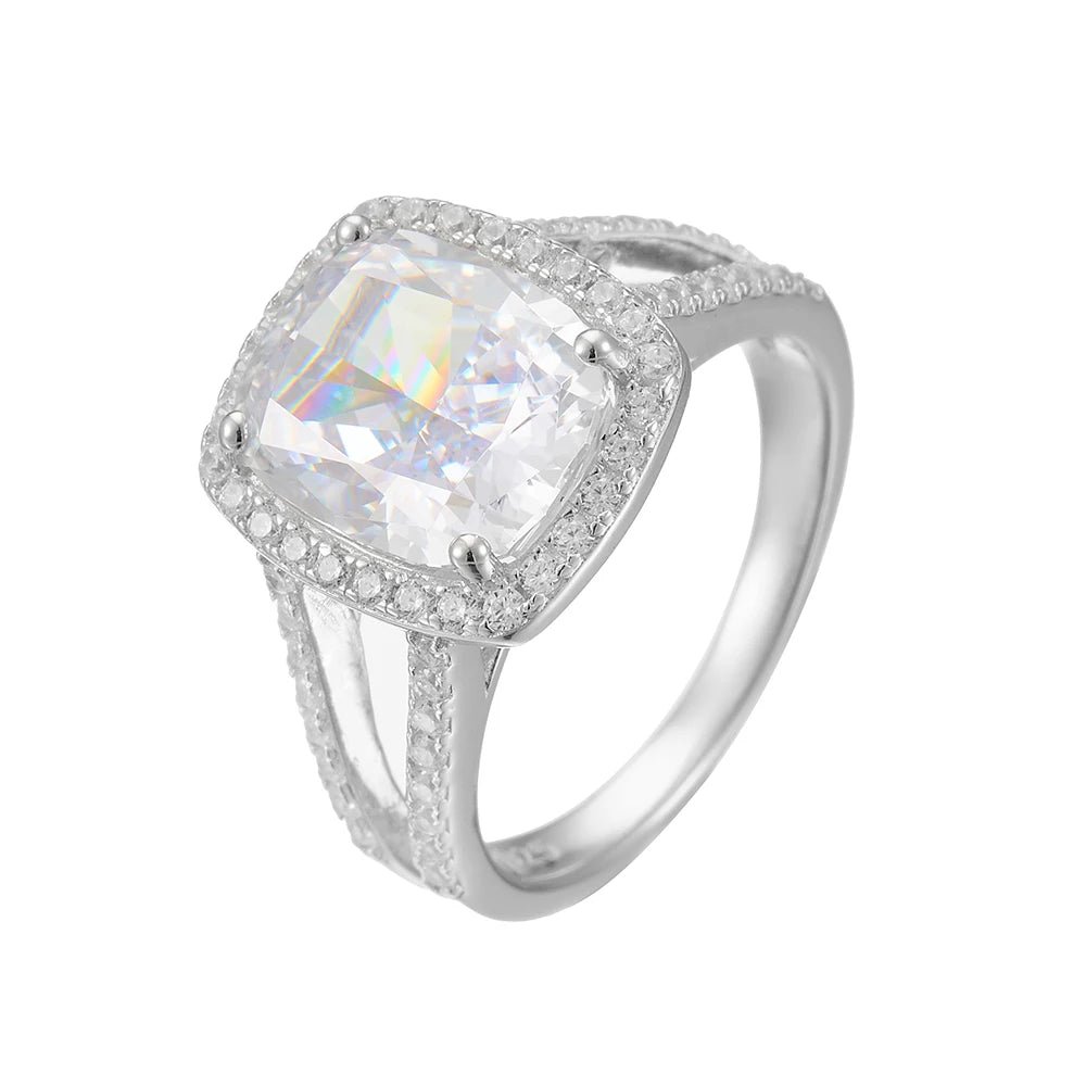 Wholesale Fine Jewelry Silver Ring 925 Jewellery Sterling Shiny Ice Cut Zircon Engagement Wedding Rings for Women