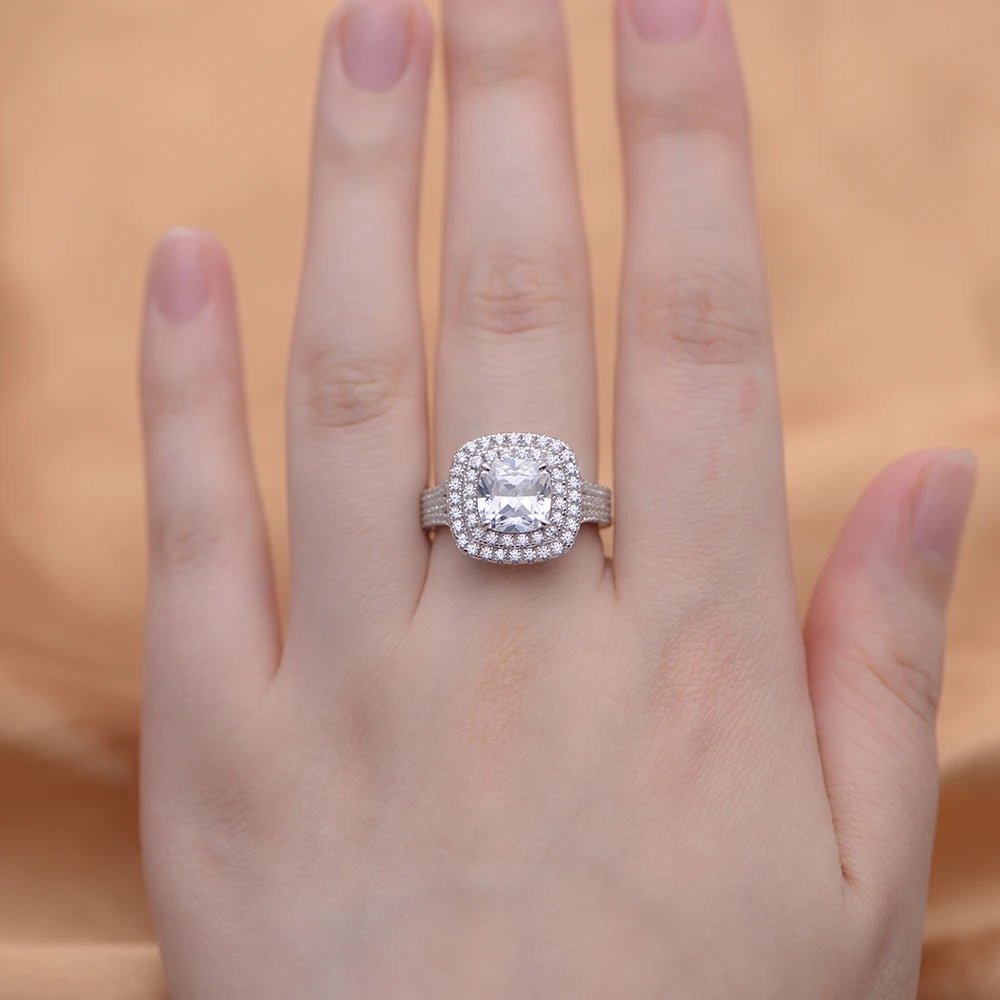 Wholesale Classic Luxury Silver Ring 925 Silver Jewellery Micro-Inlaid Zircon Full Diamond Wedding Rings Jewelry Women – Image 4