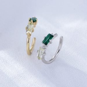 KE4129 Psj  14k 18k Gold Plated 925 Sterling Silver No Piercing Clip on Earrings Girls Cubic Zirconia Cuff Earrings