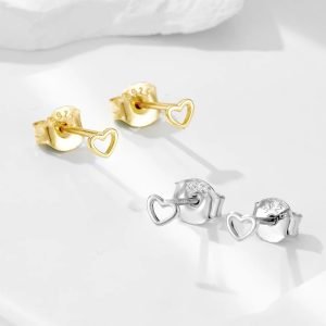 Peishang Wholesale Jewelry 925 Sterling Silver 14K Gold Plated Mini Series Small Heart Shaped Stud Earrings