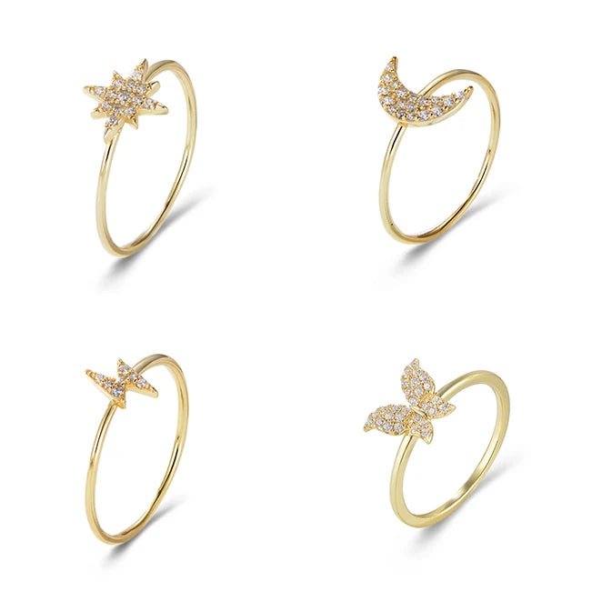 Gold Plated Cz Cubic Necklaceutterfly Ring for Women Girls Sterling Silver Jewelry Custom Logo Butterfly Cocktail Ring Zircon – Image 5