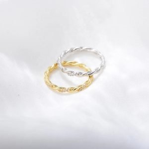 New Design 14k Gold Plated S925 Sterling Silver Cubic Zirconia Jewelry Twisted Eternity Brand Ring for Women Wedding Anniversary