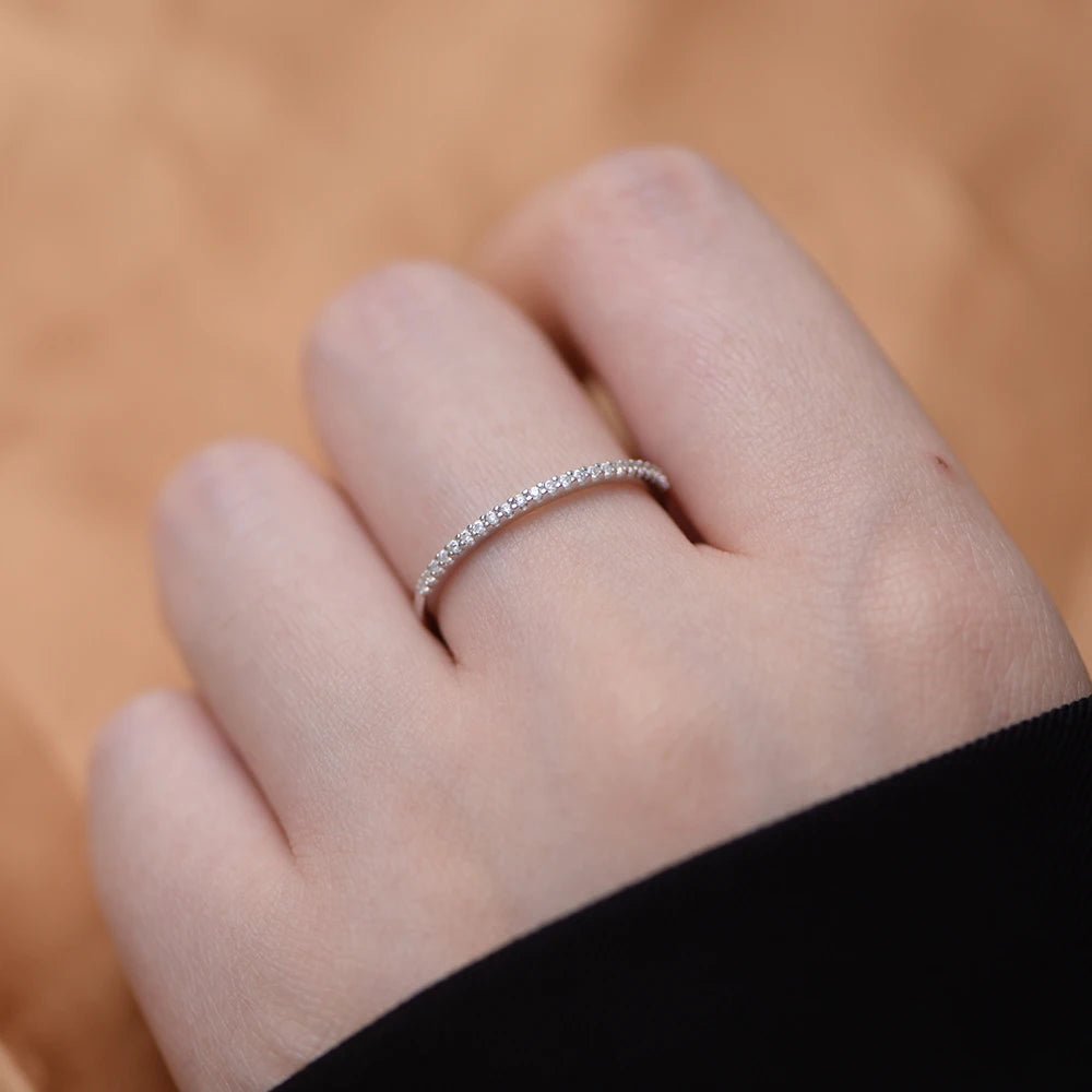 New Fancy Popular 925 Sterling Silver Gold Plated Wedding Band Cubic Zirconia Half Eternity Stackable Engagement Ring – Image 6