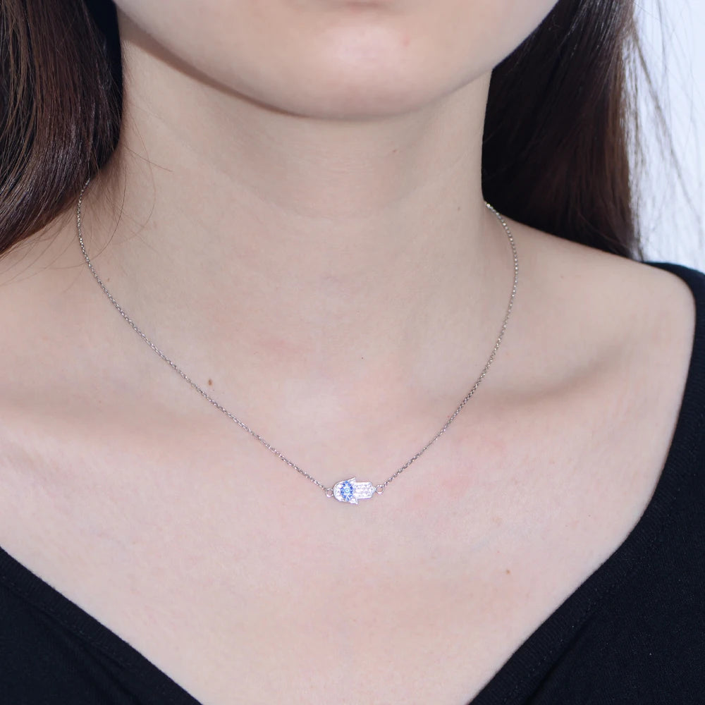 AN251 Peishang Wholesale Trendy Hamsa Necklace 925 Sterling Silver Necklace 14k Gold Plated Eye Necklace for Women - Image 6