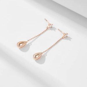 Elegant 925 Sterling Silver Long Tassel Drop Bar Spoon Pendant Earrings 14k Gold Plated for Women