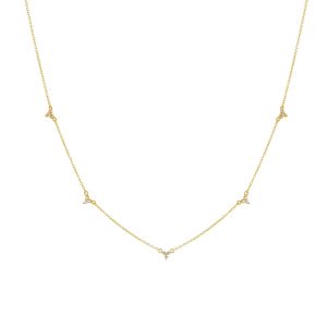 Peishang Wholesale Jewelry 925 Sterling Silver Gold Plated Cz Zircon Sparkle Geometric Triangle Chokers Necklace