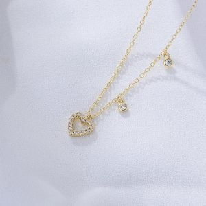 KN2183  New Product 2024 Factory Supplier Sterling Silver 925 Heart Zircon Pendant Necklace