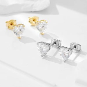 Peishang Wholesale Jewelry 925 Sterling Silver 14K Gold Plated Mini Series Small Cz Zircon Heart Stud Earrings