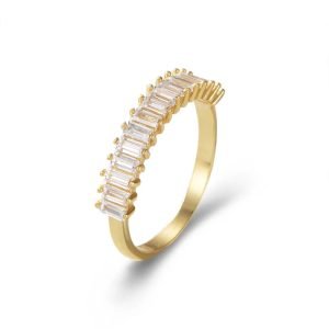 Peishang 925 Silver Jewelry Handmade White CZ 14k Yellow Gold Rings