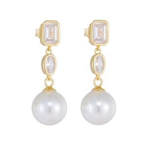 Vintage Style Pearl Dangle Earrings Delicate Sterling Silver Jewelry for Women