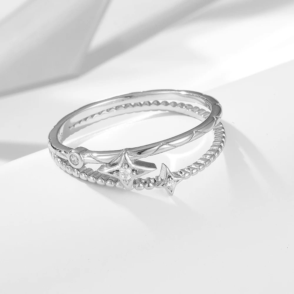 Wholesale Fashion Hip Hop Fine Jewelry Rings 925 Sterling Silver 14k Gold Plated Iced Out Cz Diamond Double Star Ring – Image 3