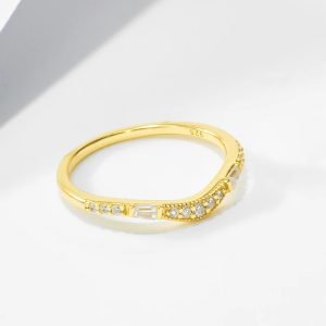 Peishang Manufacturers Custom Wedding Band Sterling Silver Women Sets Ring Baguette Wave Band Jewelry Luxury Ring