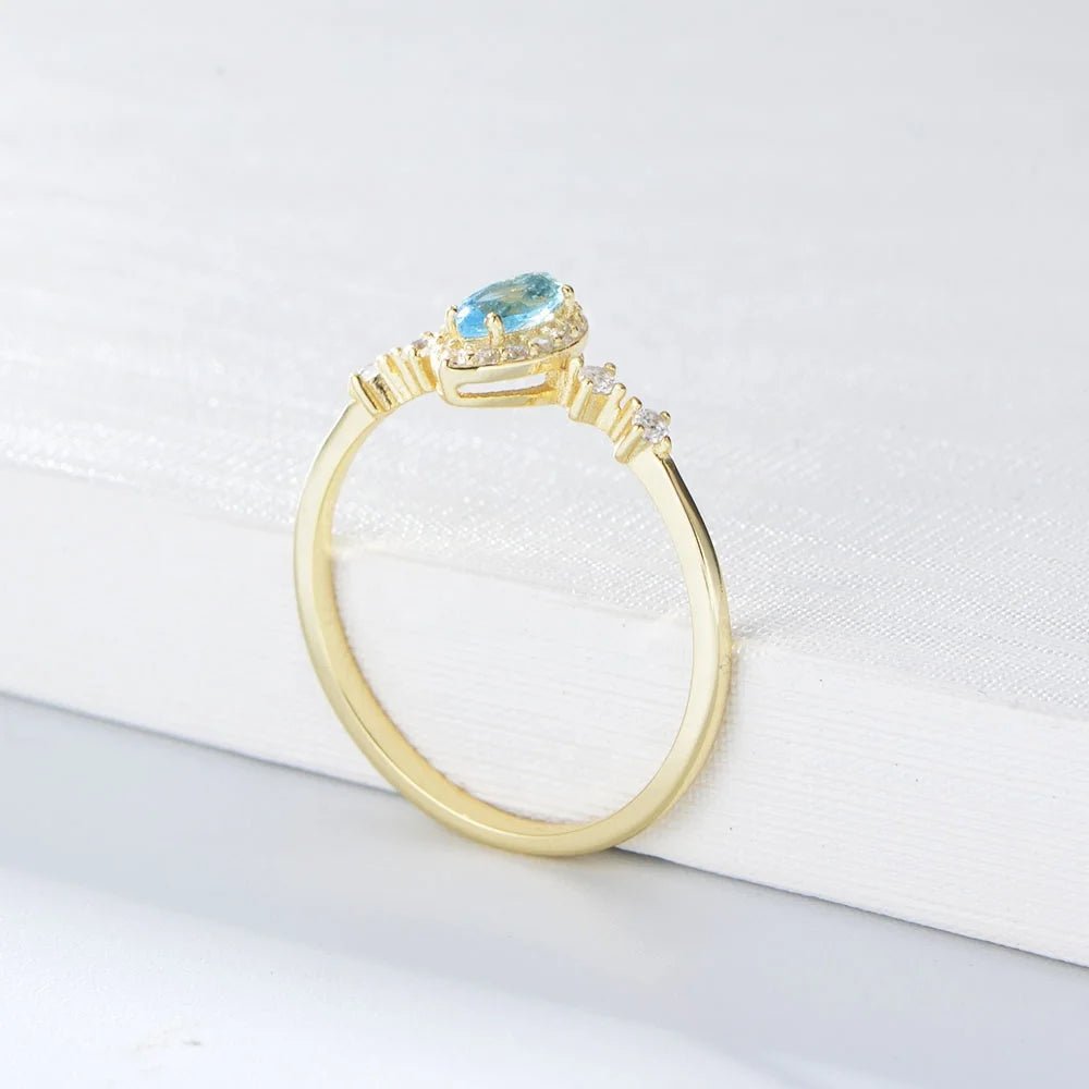 Trendy Bridal Jewelry Marquise Topaz Psj S925 Sterling Silver 14k Gold Plated CZ Zircon Engagement Bands Rings for Ladies â Image 5