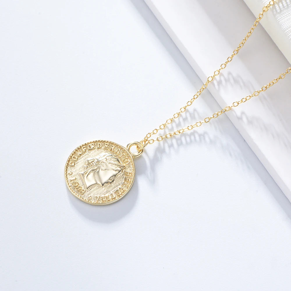 925 Sterling Silver Antique Jewelry Retro Switzerland Hero Confederatio Helvetica 5 1988 Round Coin Necklaces - Image 2