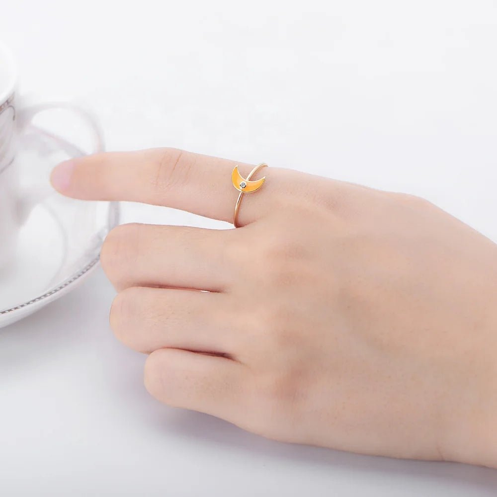 Peishang Women Moon Enamel Rings Cubic Zirconia 925 Sterling Silver Custom Gold Plated Jewelry Wholesale Bijoux Anillos – Image 6