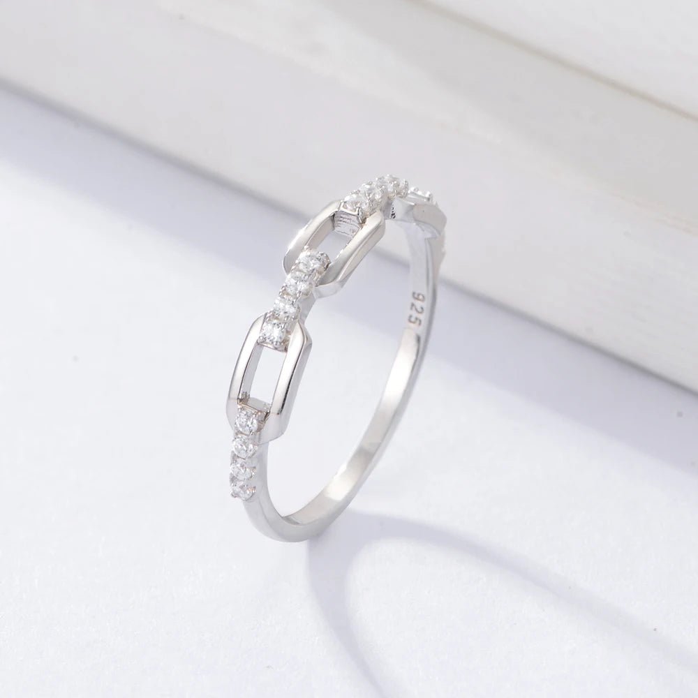 Pretty Fashion Creative Jewelry Dainty Gold Plated CZ Chain Ring â Image 7