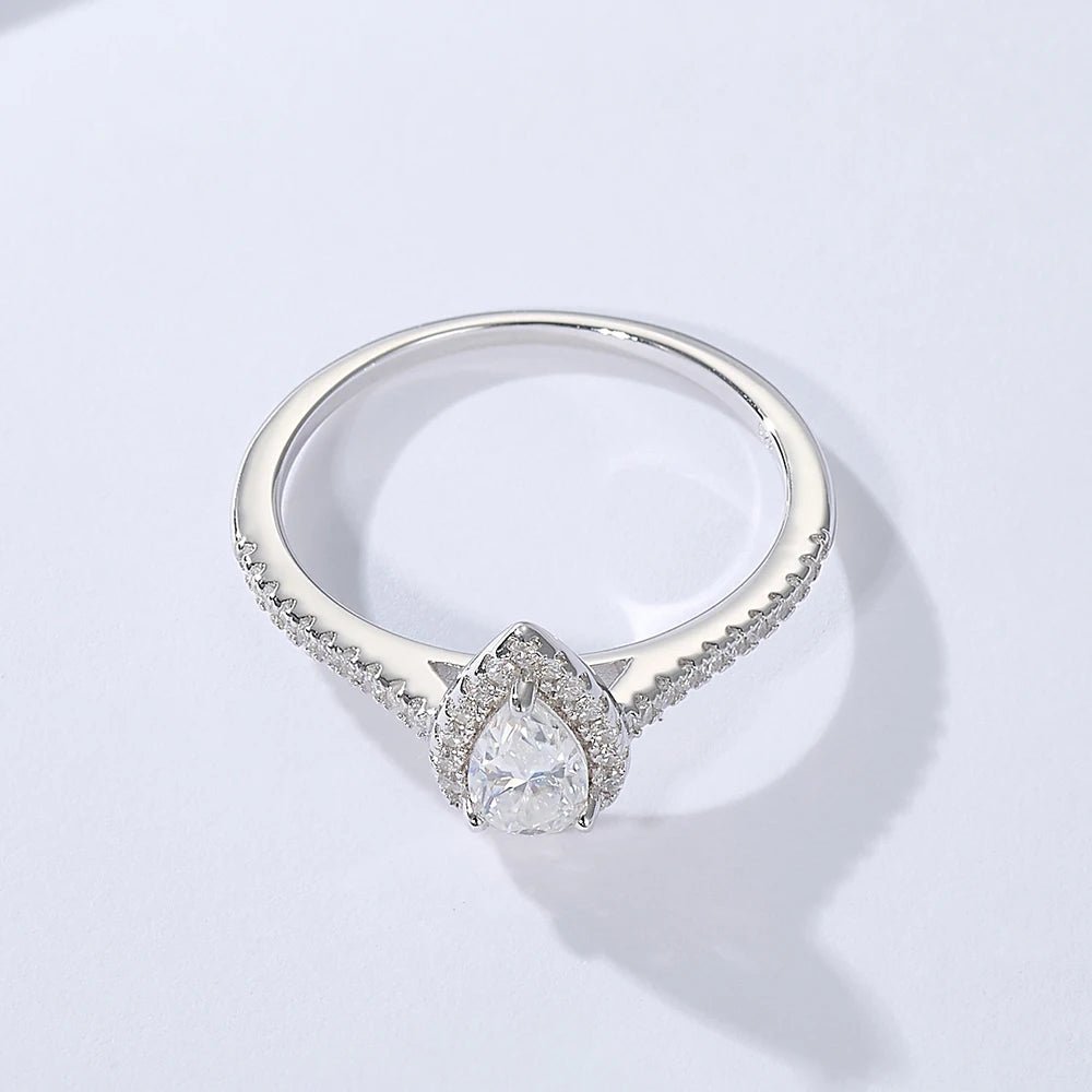 Peishang Wholesale Jewelry 925 Sterling Silver Rhodium Plated Geometric Drop Shape Teardrop Moissanite Ring for Women Wedding – Image 4