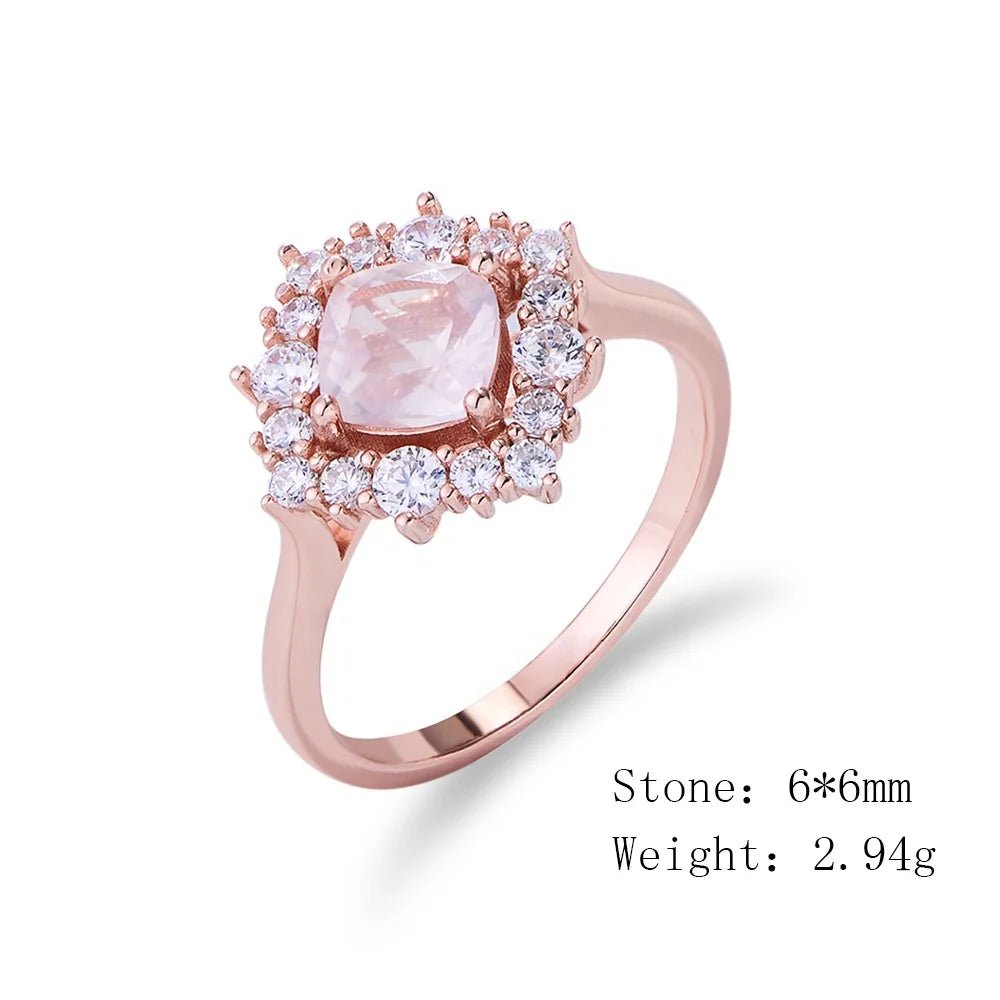 Fashion Powder Crystal Engagement Rings Rose Gold Plated S925 Silver Cubic Zirconia Natural Gemstone Ring Jewelry for Women Girl â Image 6