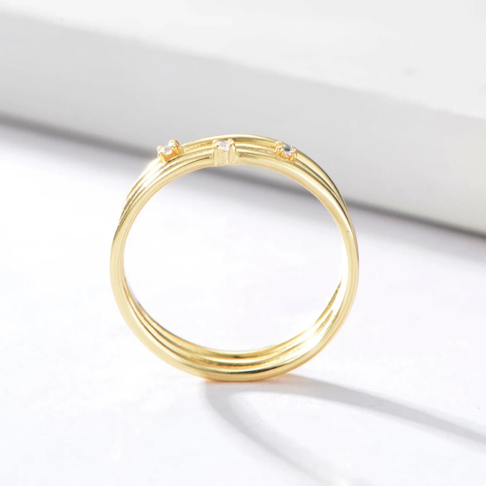 Peishang 925 Sterling Silver 18k Gold Plated Rings Double Round Cubic Zirconia Jewelry Women Jewellery Custom Manufacture Vendor - Image 3