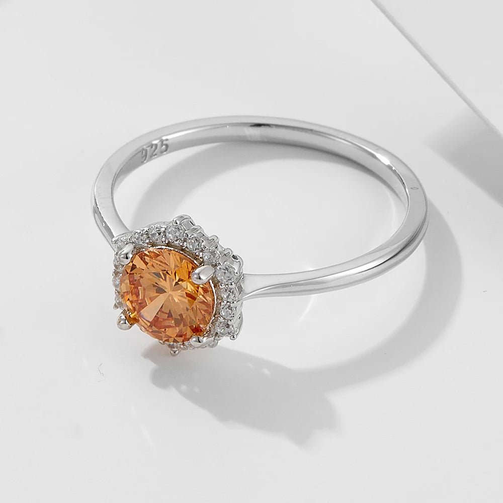 Simple Design High-End Silver Ring 925 Sterling Jewellery Champagne Zircon Engagement Wedding Rings Jewelry Women - Obrázek 7