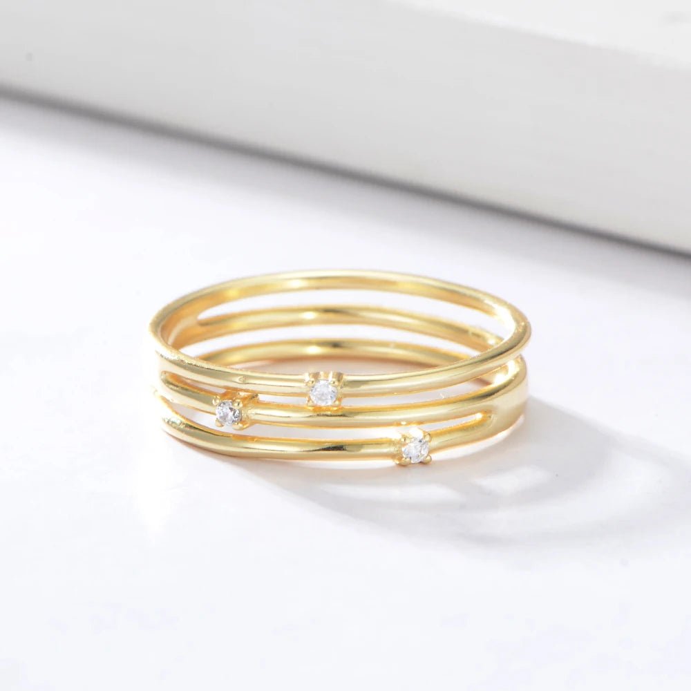 Peishang 925 Sterling Silver 18k Gold Plated Rings Double Round Cubic Zirconia Jewelry Women Jewellery Custom Manufacture Vendor - Image 5