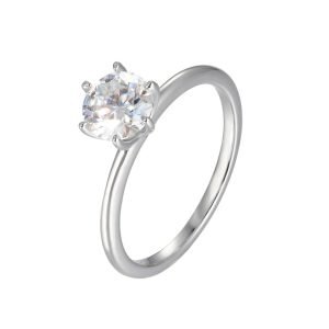 Peishang Wholesale Jewelry 925 Sterling Silver Rhodium Gold Plated Geometric Circle Round 1ct Moissanite Ring for Women Wedding