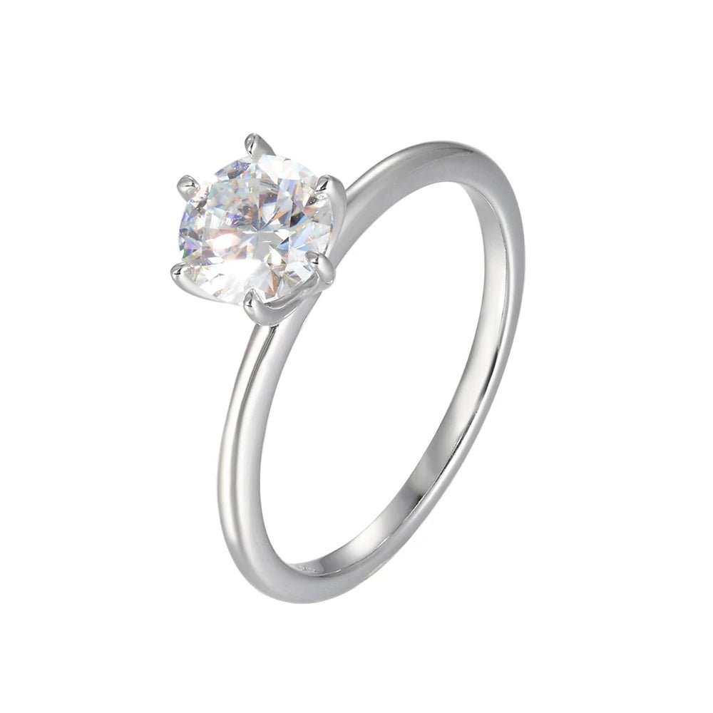 Peishang Wholesale Jewelry 925 Sterling Silver Rhodium Gold Plated Geometric Circle Round 1ct Moissanite Ring for Women Wedding