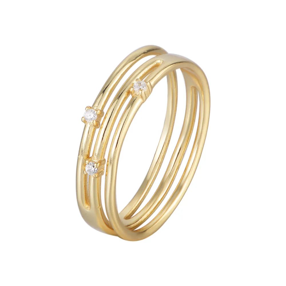 Peishang 925 Sterling Silver 18k Gold Plated Rings Double Round Cubic Zirconia Jewelry Women Jewellery Custom Manufacture Vendor - Image 4