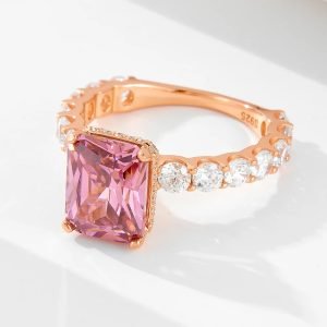 New Luxury Silver Ring 925 Sterling Jewellery Full Diamond Rose Gold Plated Square Zircon Engagement Wedding Rings Jewelry Women