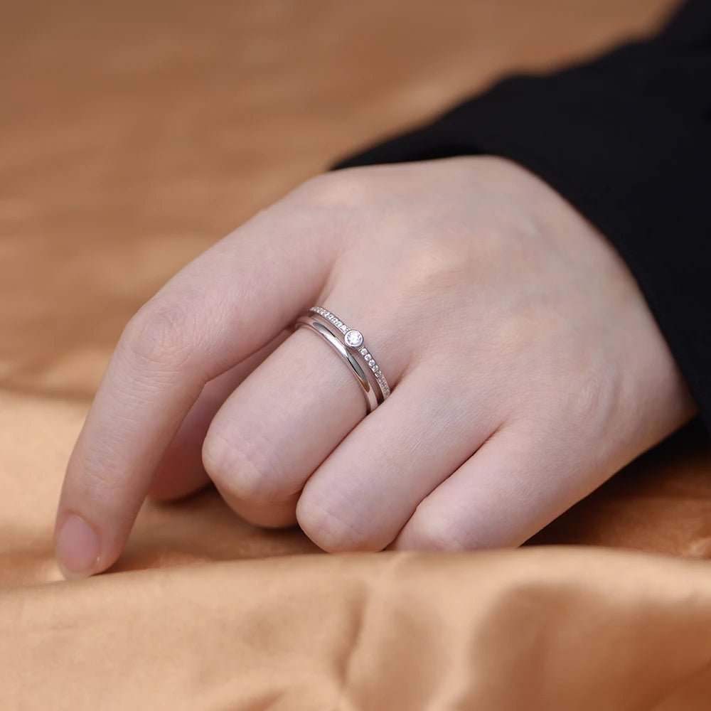 Luxury Shining Newest 925 Sterling Silver Round Cut Clear Cubic Zirconia Diamond Stackable Eternity Ring – Image 5