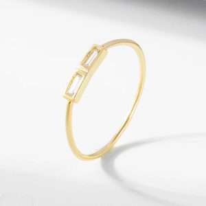 DR1318 Peishang Design Jewelri Stacked Double baguette Zircon Diamond Ring Double 925 Sterling Silver Casual Rings for Ladies