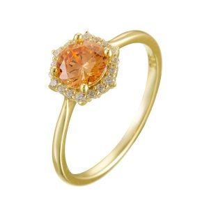 Simple Design High-End Silver Ring 925 Sterling Jewellery Champagne Zircon Engagement Wedding Rings Jewelry Women