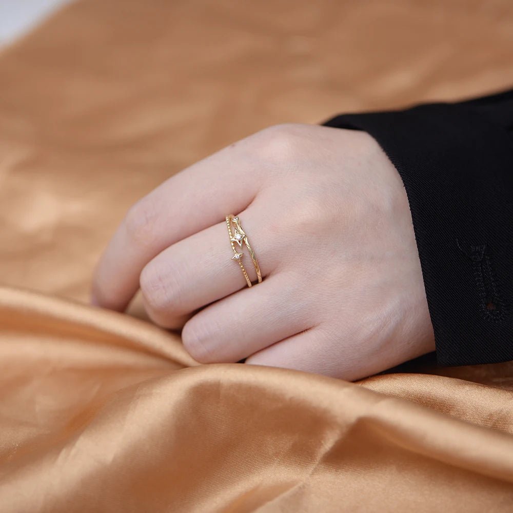 Wholesale Fashion Hip Hop Fine Jewelry Rings 925 Sterling Silver 14k Gold Plated Iced Out Cz Diamond Double Star Ring – Image 6