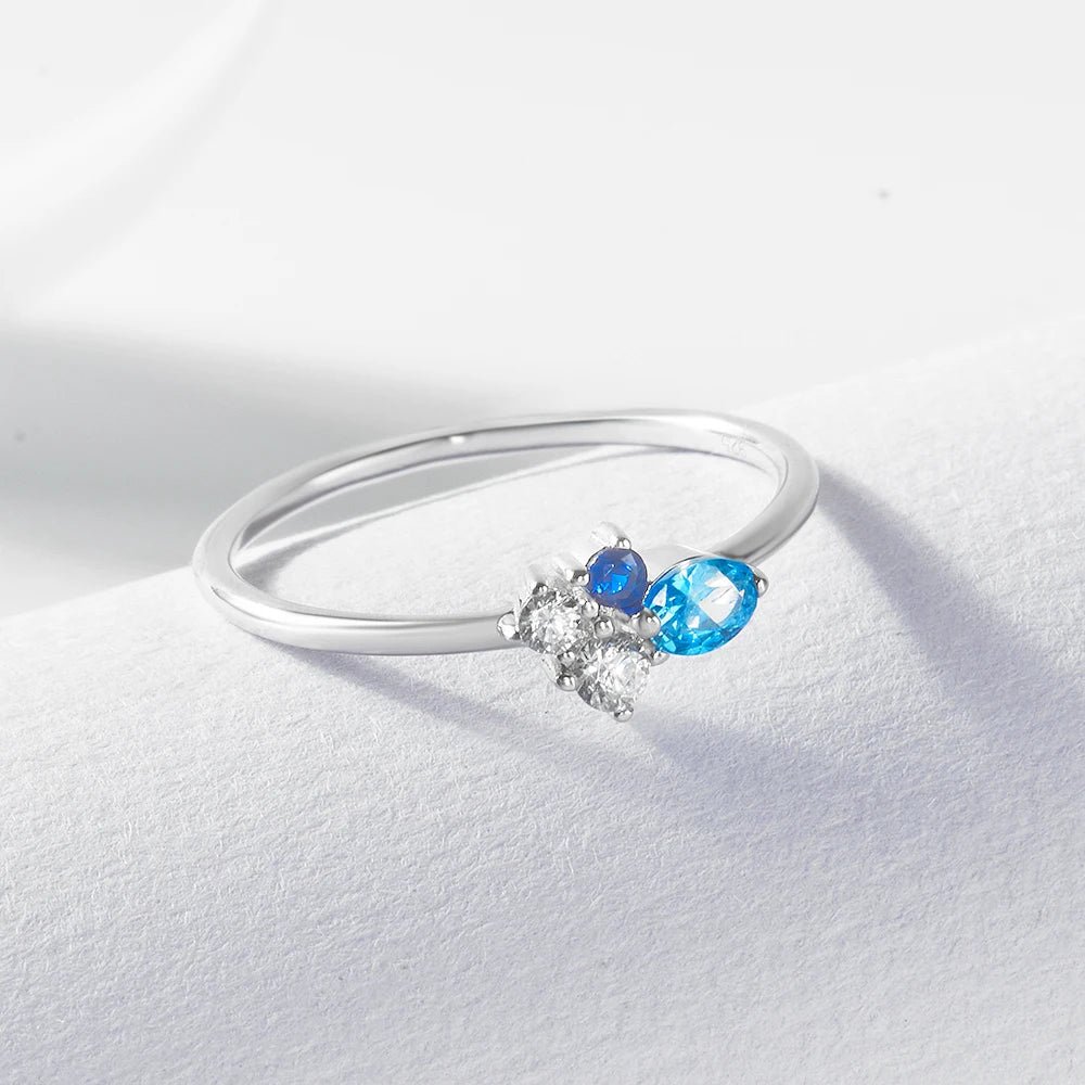 Peishang Custom Exquisite Jewelry 925 Sterling Silver Twist Ring Colored Tennis Stackable Rings Navy Mini Cluster - Image 7