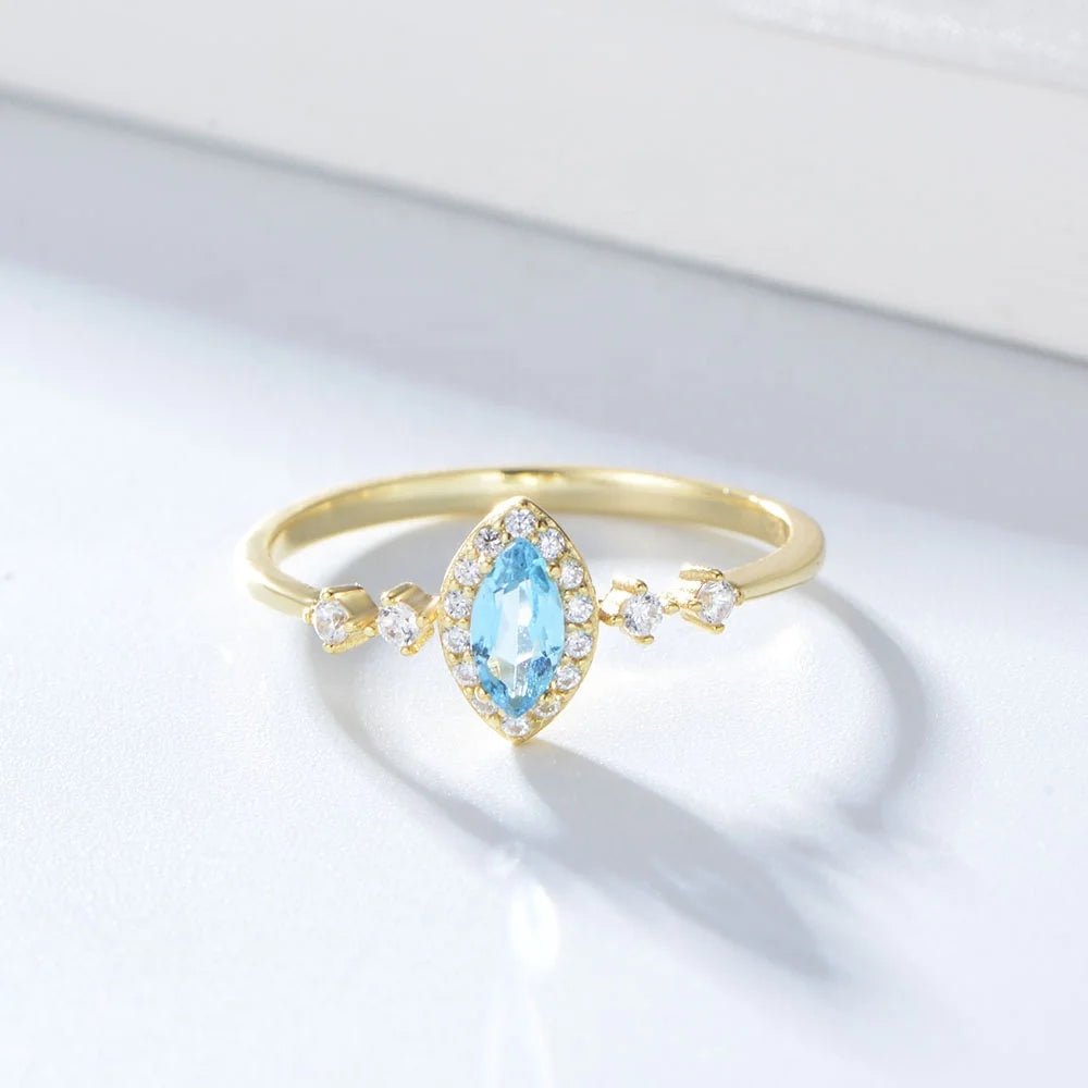 Trendy Bridal Jewelry Marquise Topaz Psj S925 Sterling Silver 14k Gold Plated CZ Zircon Engagement Bands Rings for Ladies â Image 2